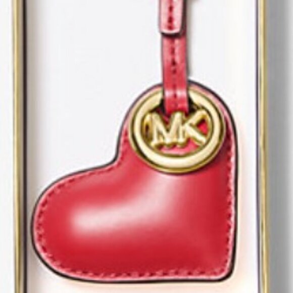 Michael Kors Puffy Heart Leather Bag Charm - Picture 1 of 3